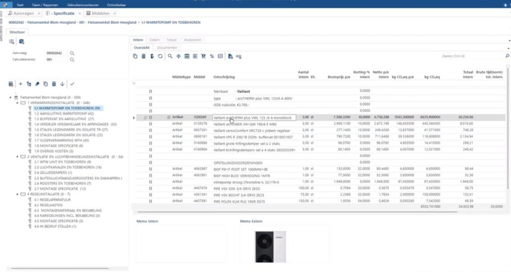 ActoBusiness Calculatie duurzaamheidscalculaties
