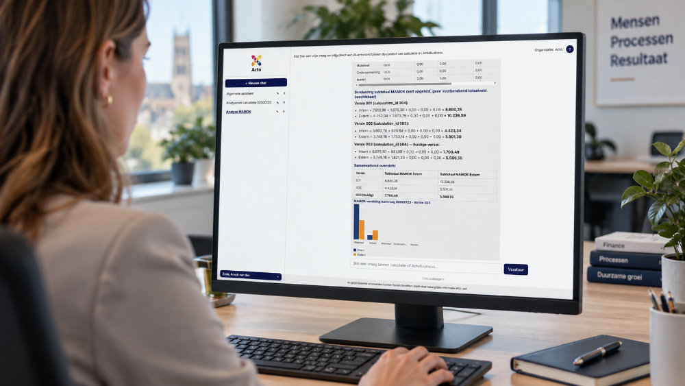AI agent in ActoBusiness Calculatie - beeldscherm